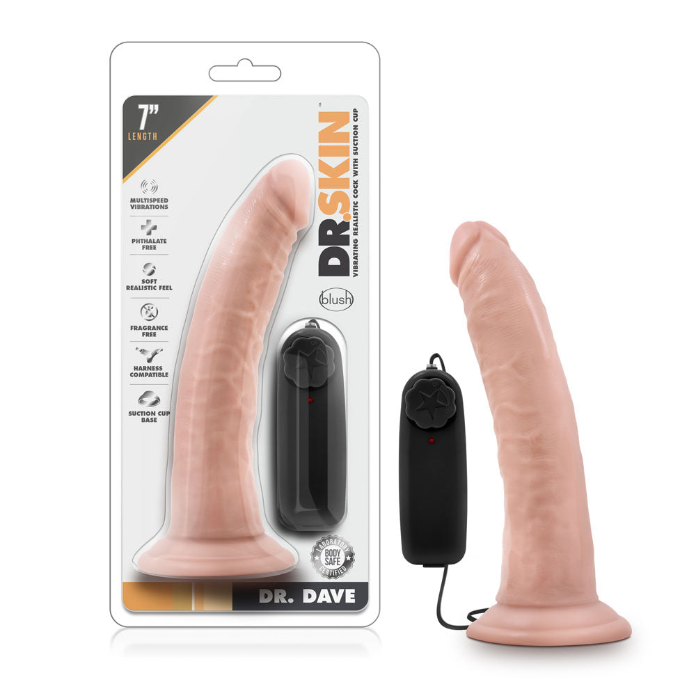 Dr. Skin - Dr. Dave - 7 Inch Vibrating Cock With  Suction Cup - Vanilla Ea Vanilla Ea