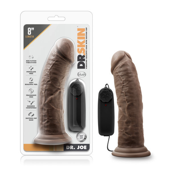 Dr. Skin Dr. Joe 8in Vibrating Cock W/ Suction Cup Chocolate