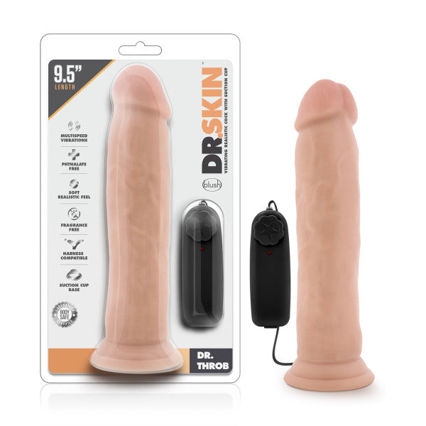 Dr. Skin - Dr. Throb - 9.5 Inch Vibrating Realistic Cock With Suction Cup Vanilla