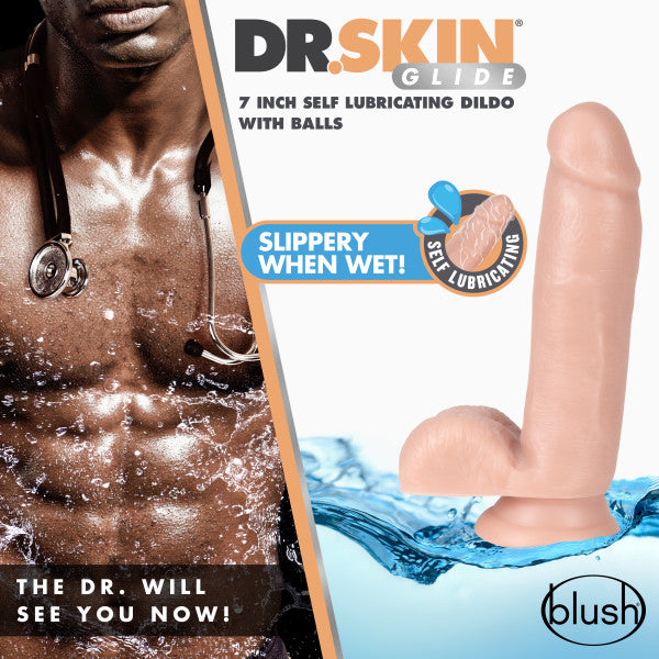 Dr. Skin Glide - Inch Self Lubricating Dildo With Balls 7 Inch