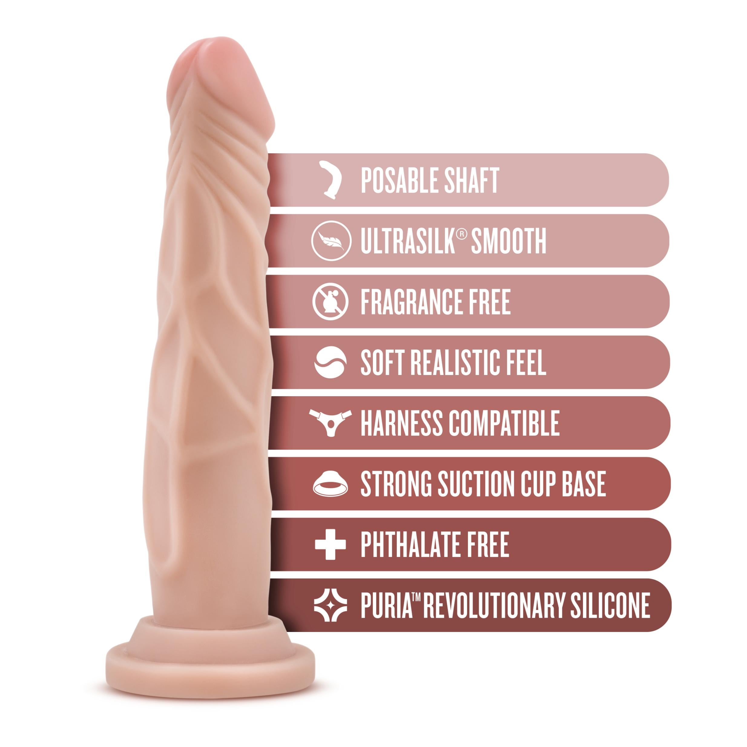 Dr. Skin Silicone - Dr. Carter - 7 Inch Dong With Suction Cup - Vanilla Vanilla