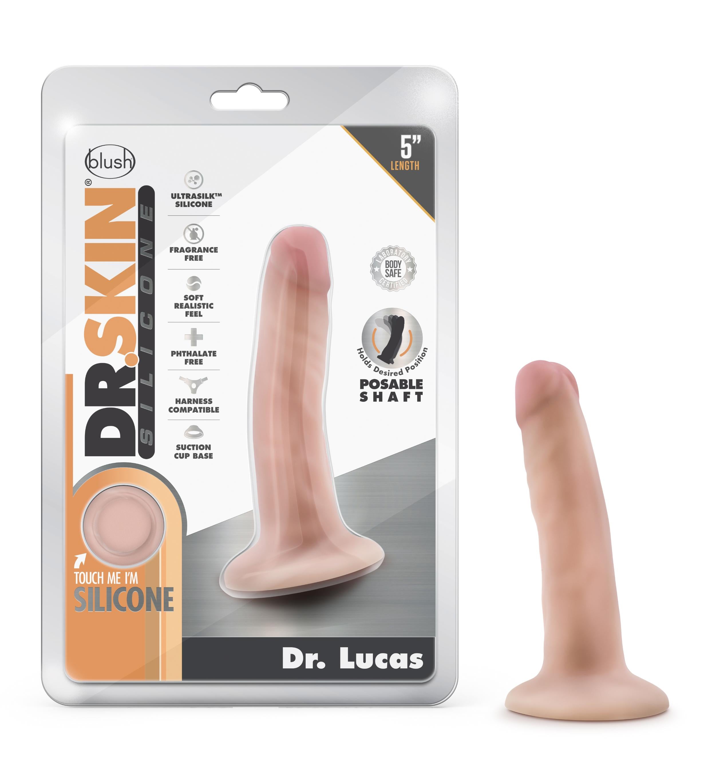 Dr. Skin Silicone - Dr. Lucas - 5 Inch Dong With  Suction Cup - Vanilla