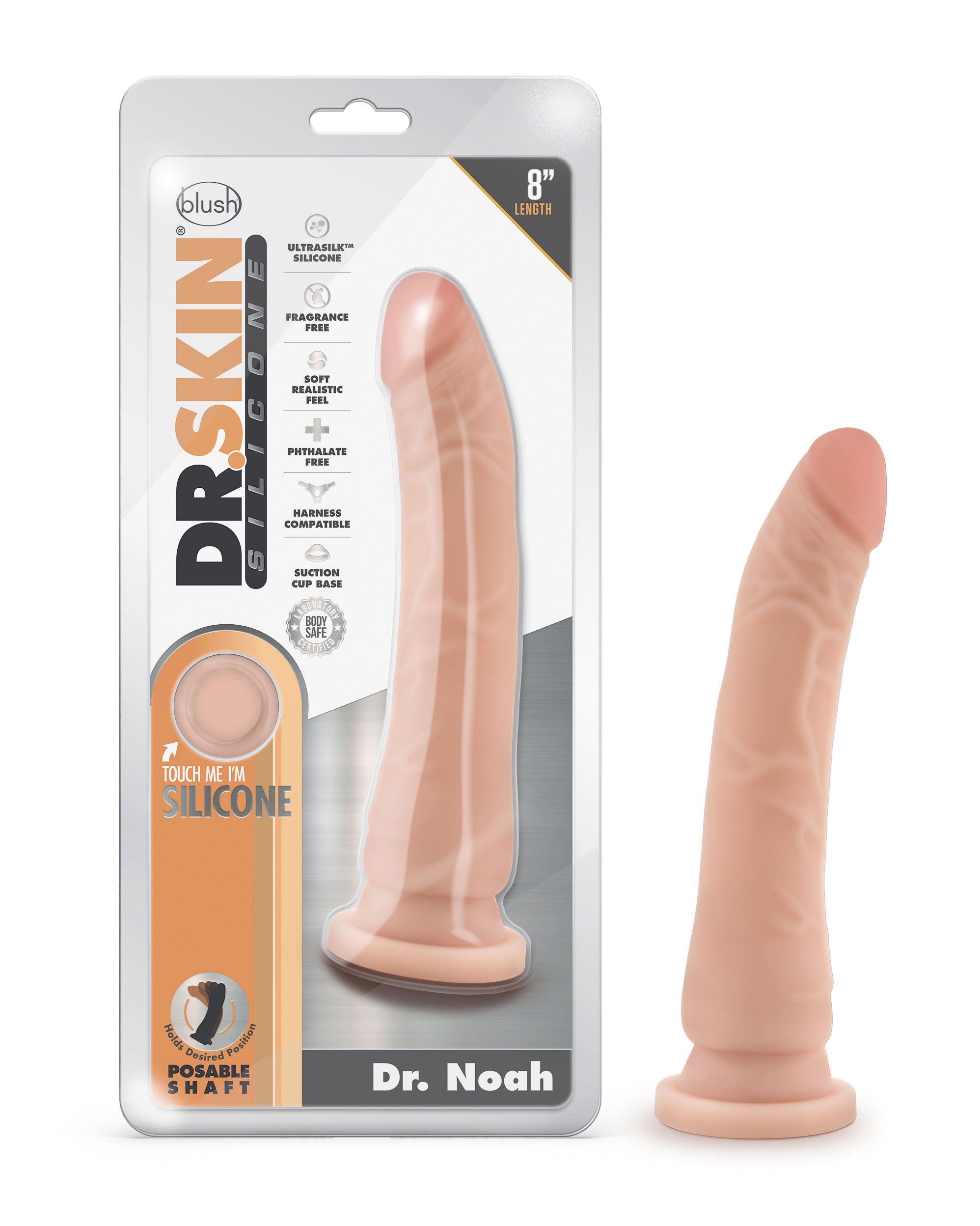Dr. Skin Silicone - Dr. Noah - 8 Inch Dong With Suction Cup Vanilla