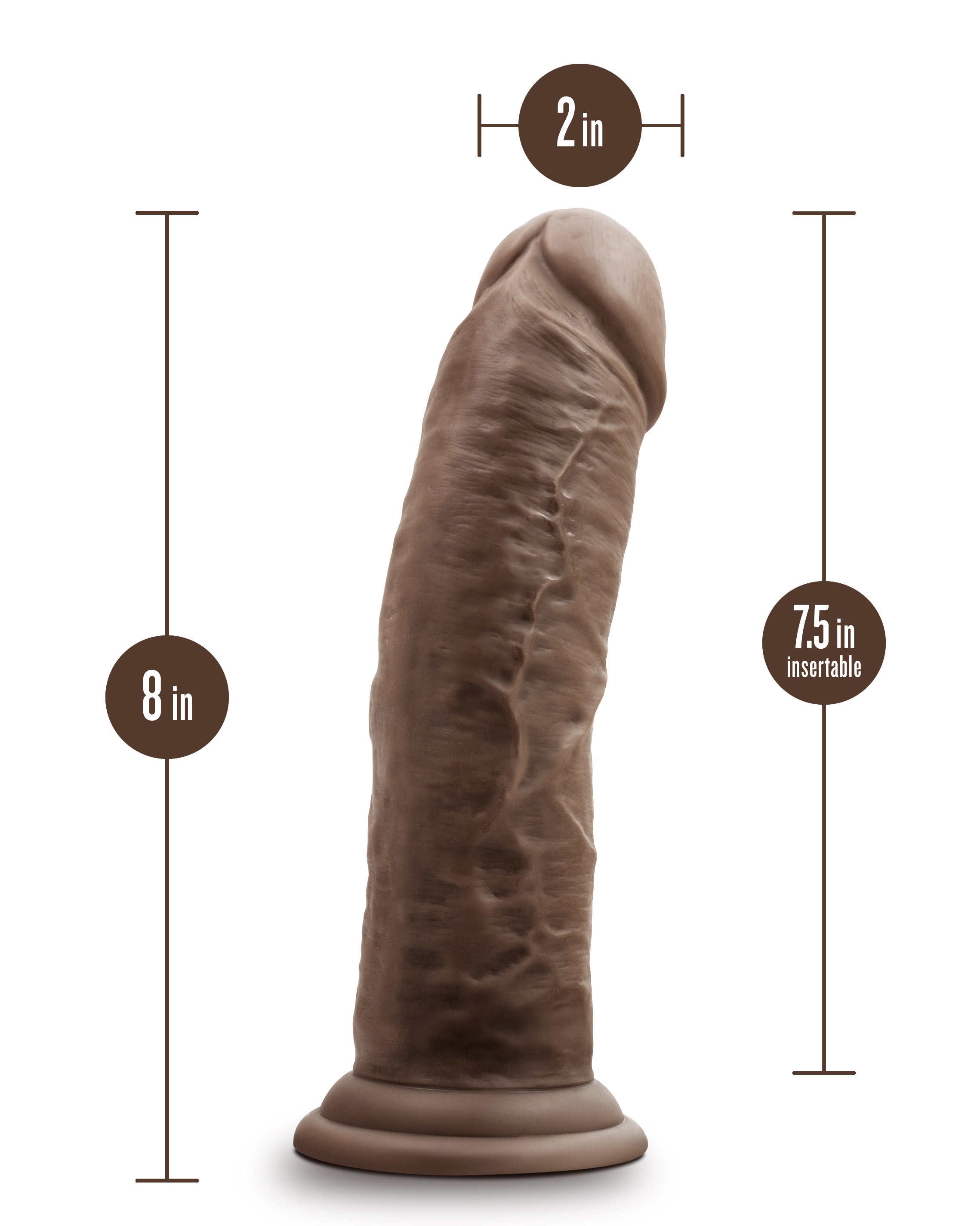 Dr. Skin Silicone - Dr. Shepherd - 8 Inch Dildo With Suction Cup Chocolate