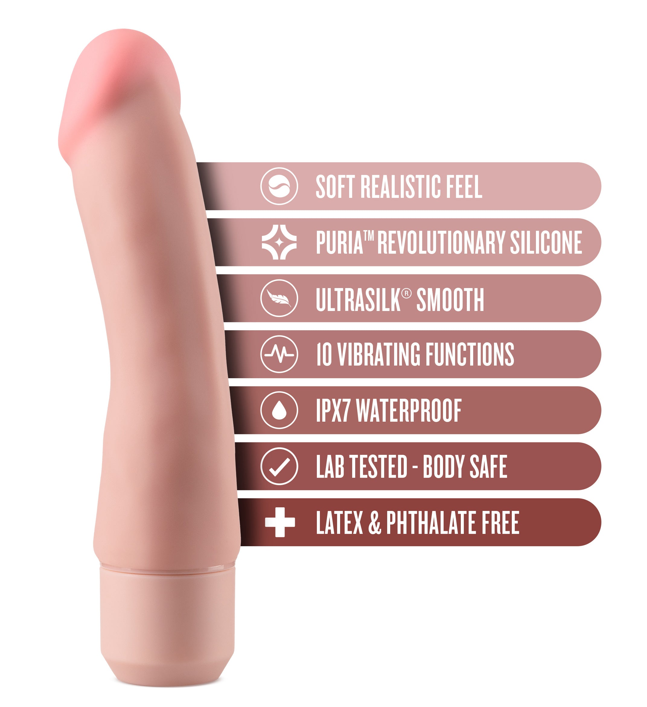 Dr. Steve's 7-inch Silicone Vibrating Dildo by Dr. Skin