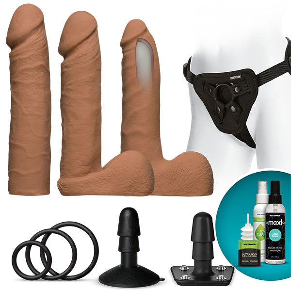 Dual Density Ultraskyn Strap-On Vibrating Kit by Vac-U-Lock Caramel