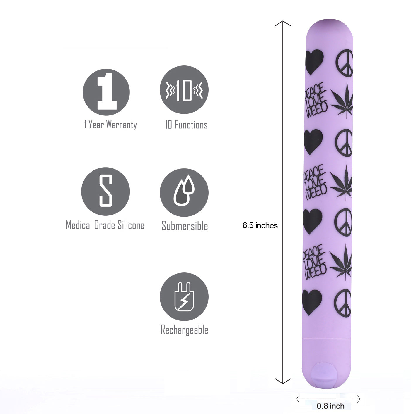 Embrace X-Long Plw Print Bullet Vibrator 420 Series - Violet