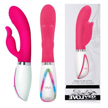 Evolved Disco Bunny Light-Up Rechargeable Silicone Rabbit Vibrator Pink
