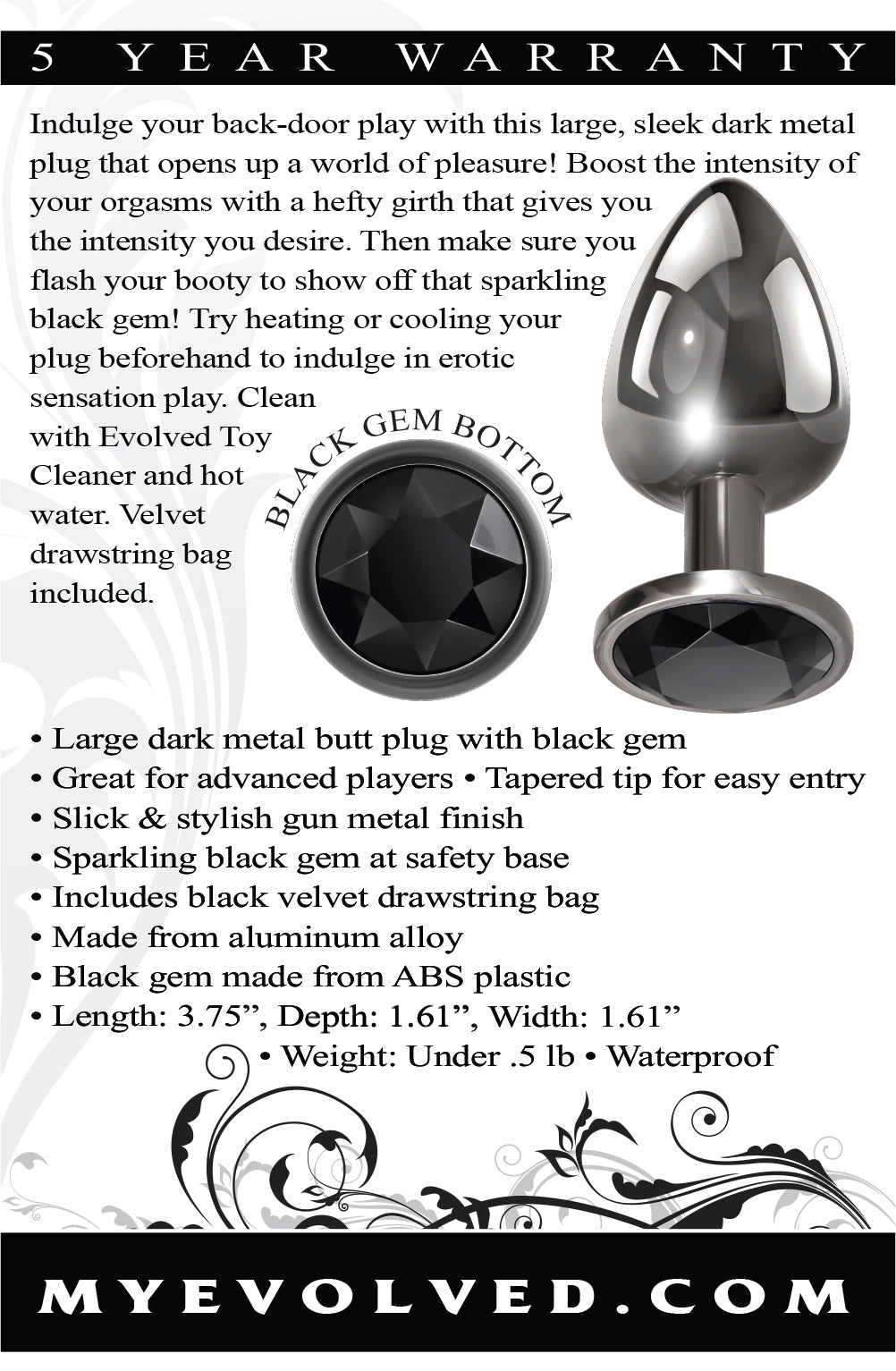 Evolved Gem Black Anal Plug Small