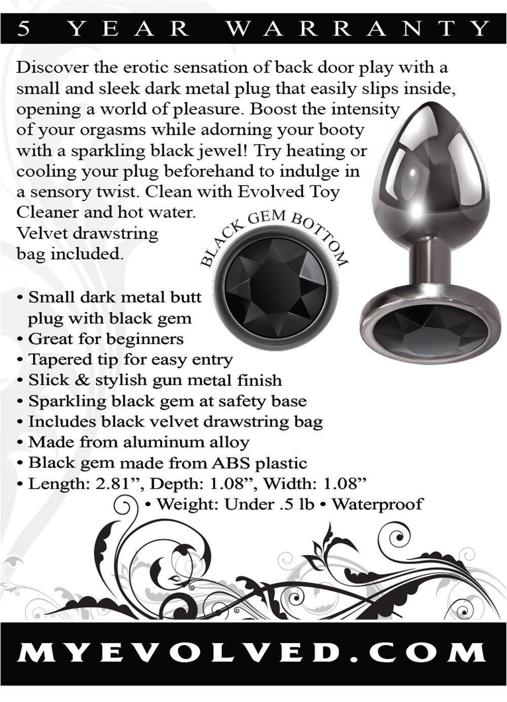 Evolved Gem Black Anal Plug Small