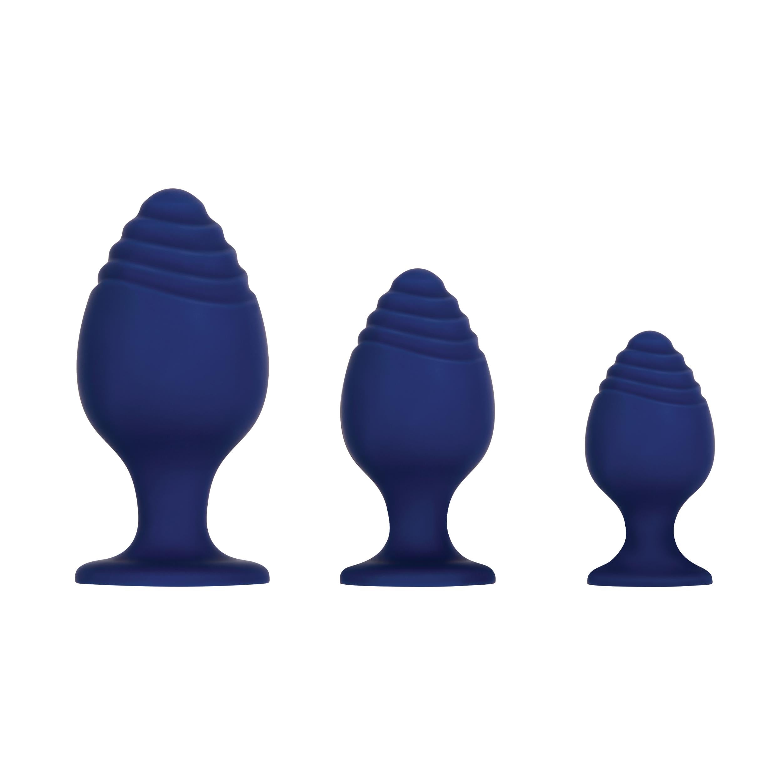 Evolved Get Your Groove On 3 Pc Silicone Anal Plug Set - Blue