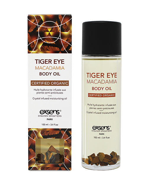 Exsens Organic Body Oil W/stones - 100 Ml Tiger Eye Macadamia