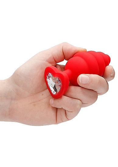 Extra Large Ribbed Diamond Heart Plug