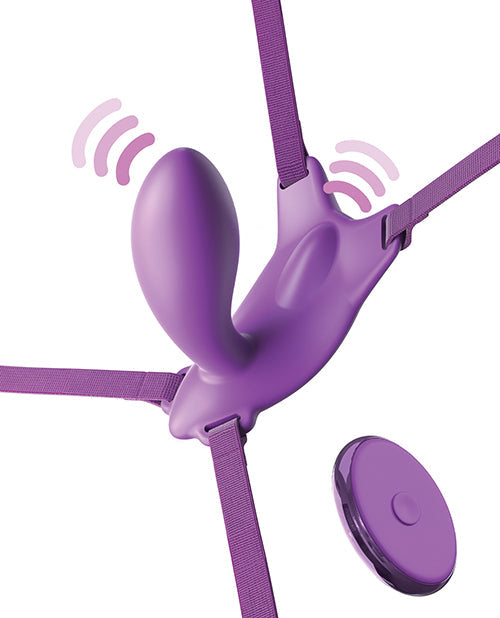 Fantasy for Her Ultimate G-Spot Butterfly Strap-on Vibrator with Clitoral Stimulator - Purple