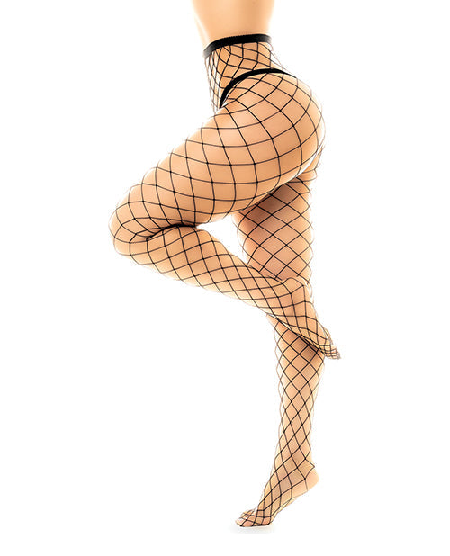 Fenced Net Pantyhose Black