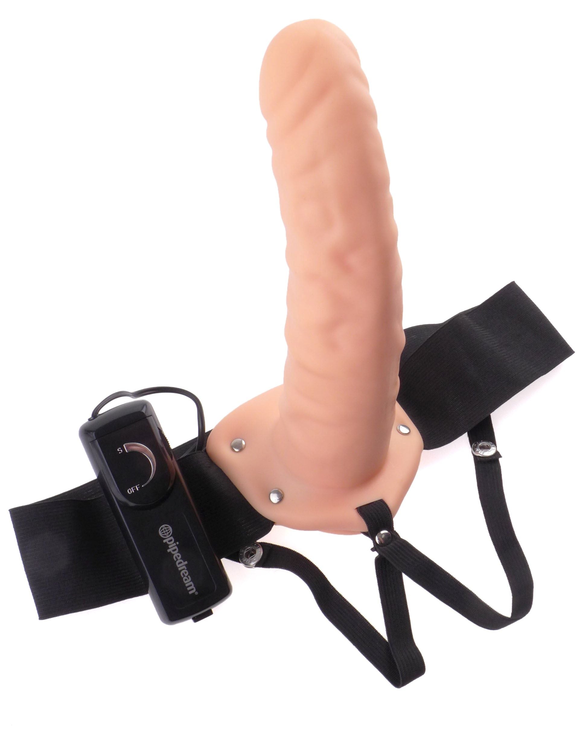 Fetish Fantasy 8in Hollow Strap On Vibrating Flesh