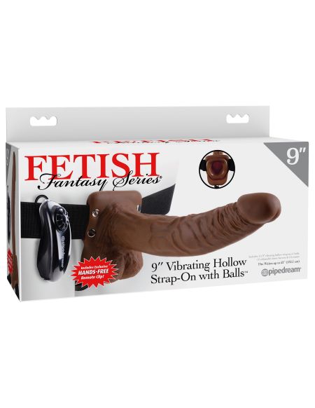 Fetish Fantasy Series 9" Vibrating Hollow Strap On W/balls - Flesh