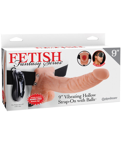 Fetish Fantasy Series 9" Vibrating Hollow Strap On W/balls - Flesh Flesh