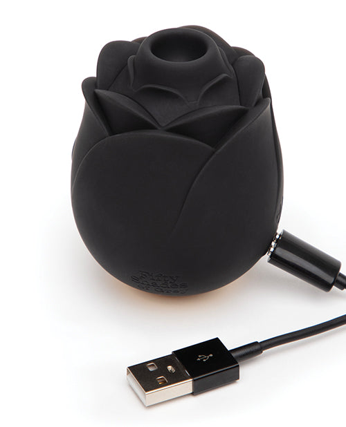 Fifty Shades of Grey Black Rose Silicone Clitoral Suction Stimulator - Black