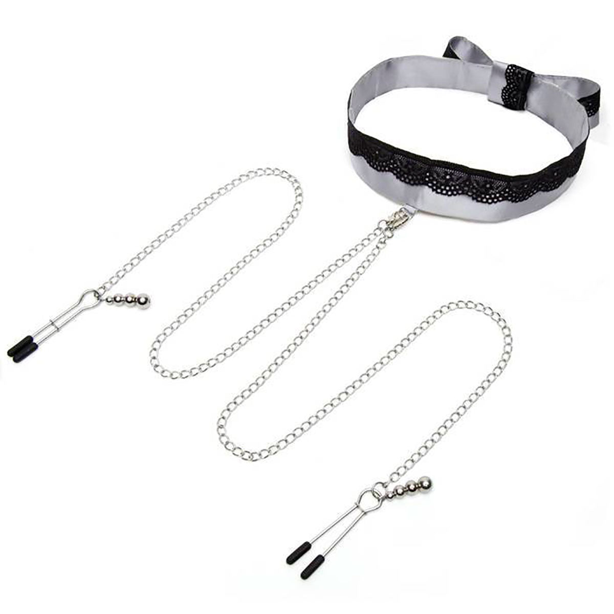 Fifty Shades Play Nice Satin Collar &amp; Nip Clamps