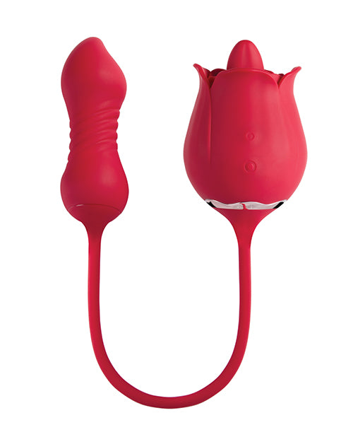 Fiona Plus Rose Clit Licking Stimulator & Thrusting Egg Red