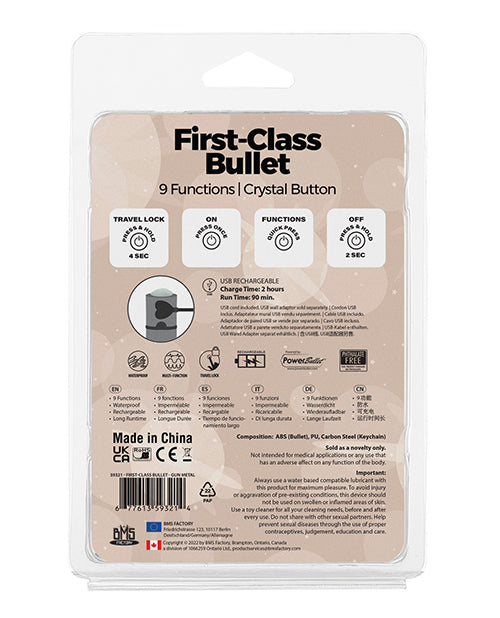 First Class 2.5-inch With 9 Functions Gun Metal Bullet