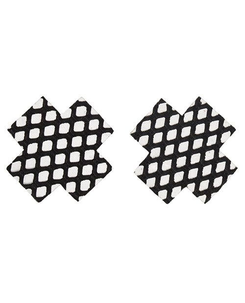 Fishnet Cross Pasties (one Time Use) - Black O/s