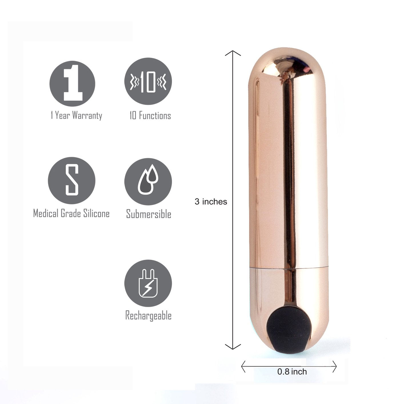 Flashing Jessi Rechargeable Mini Bullet Rose Gold