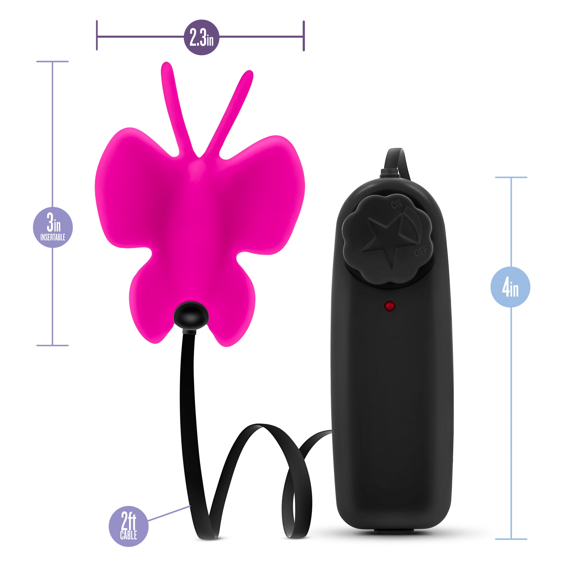 Fluttering Sensations Butterfly Bullet Vibrator  - Fuschia