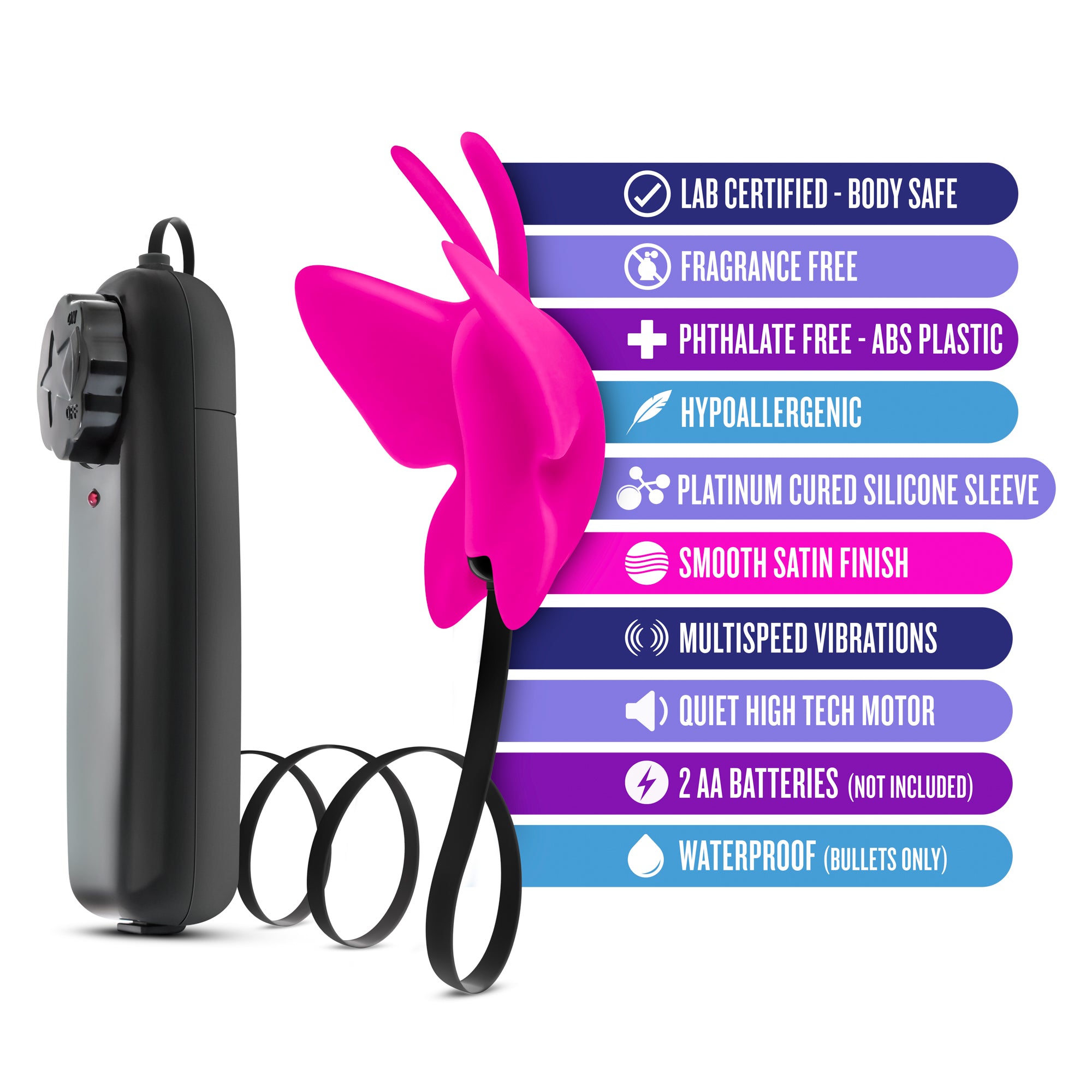 Fluttering Sensations Butterfly Bullet Vibrator  - Fuschia