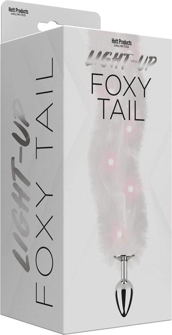 Foxy Tail Light Up Faux Fur Butt Plug White