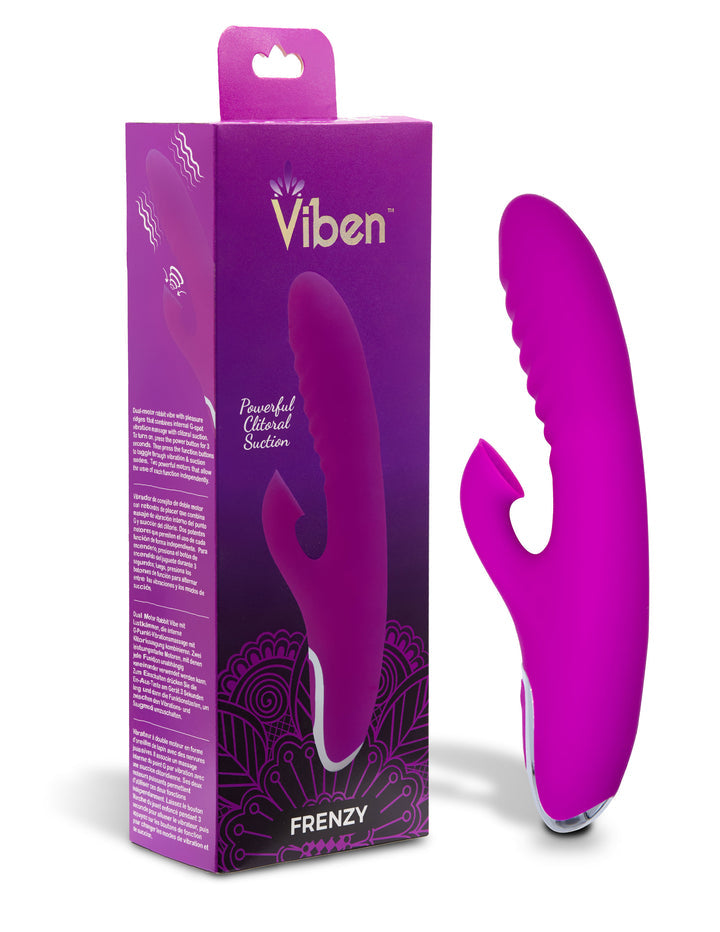 Frenzy - Rabbit Vibrator With Clitoral Suction - Berry