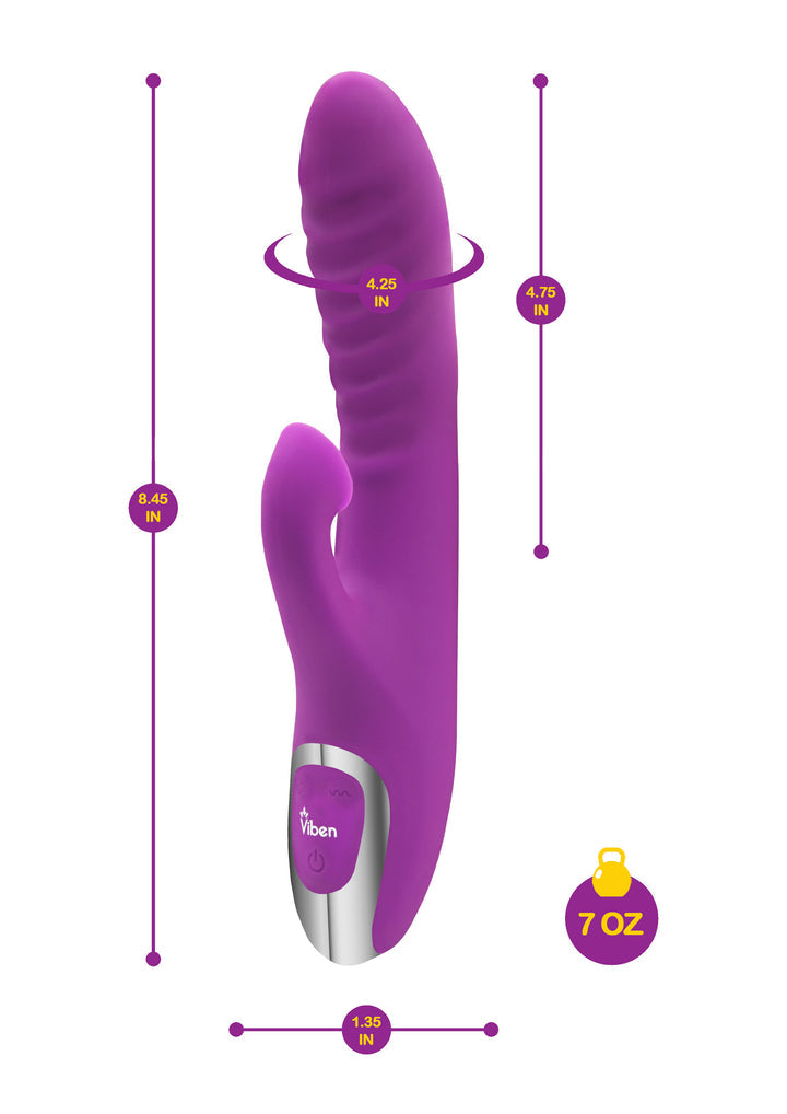 Frenzy - Rabbit Vibrator With Clitoral Suction - Berry