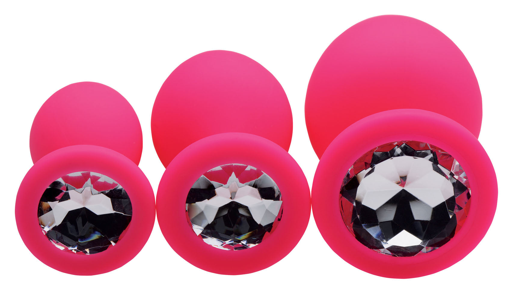 Frisky Pink Pleasure 3 Pc Silicone Anal Plugs W/ Gems