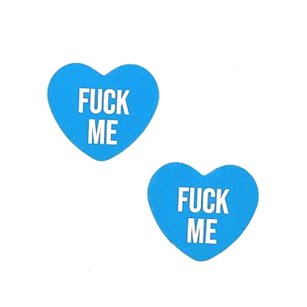 Fuck Me Blue Candy Heart Pasties