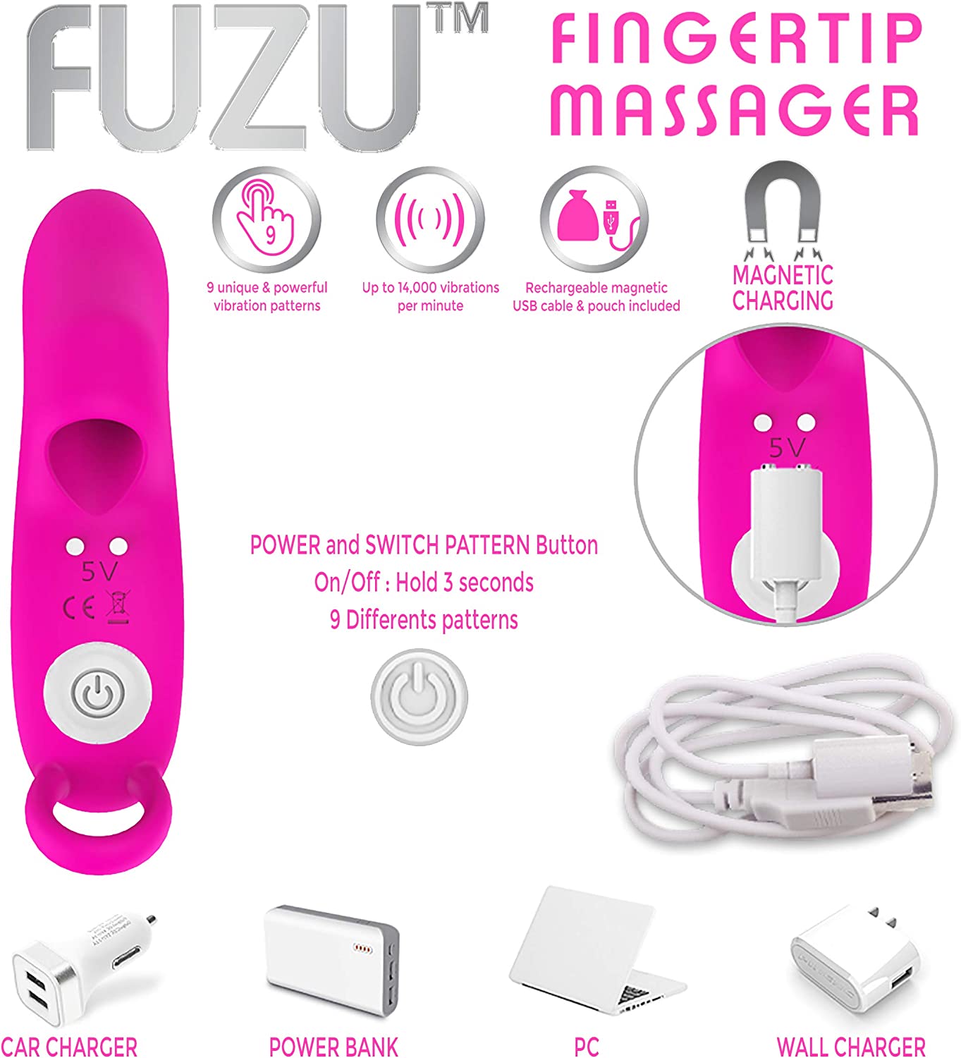 Fuzu Sensa Skin Activated Fingertip Vibrator Pink