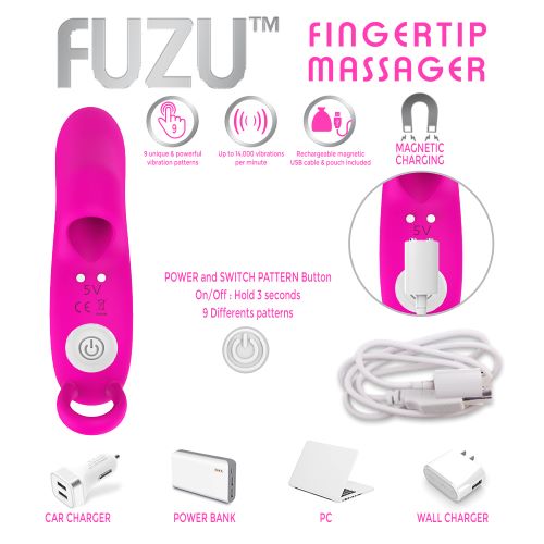 Fuzu Vibrating Rechargeable Fingertip Massager Pink