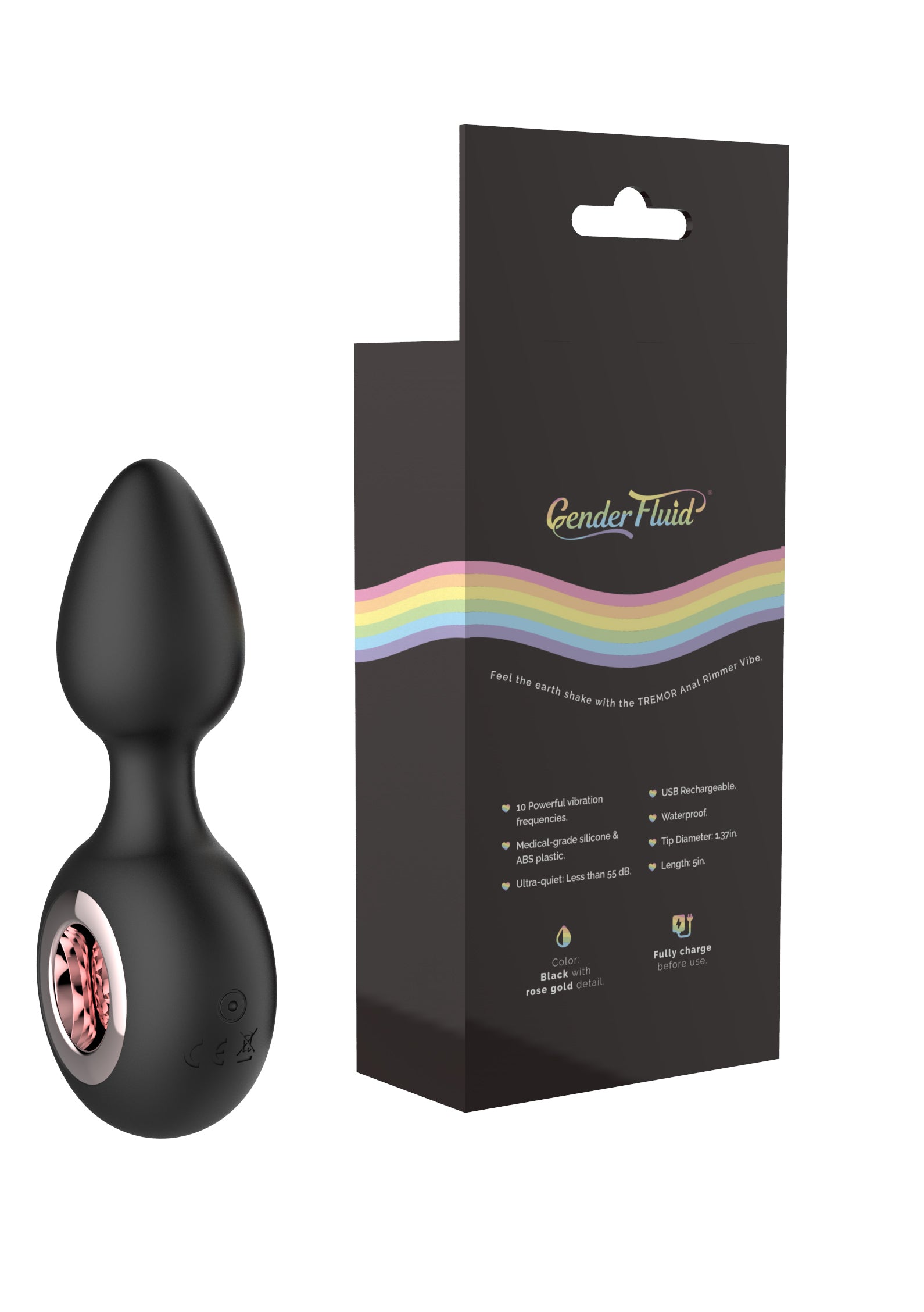 Gender Fluid Tremor Ring Plug Anal Vibrator - Black