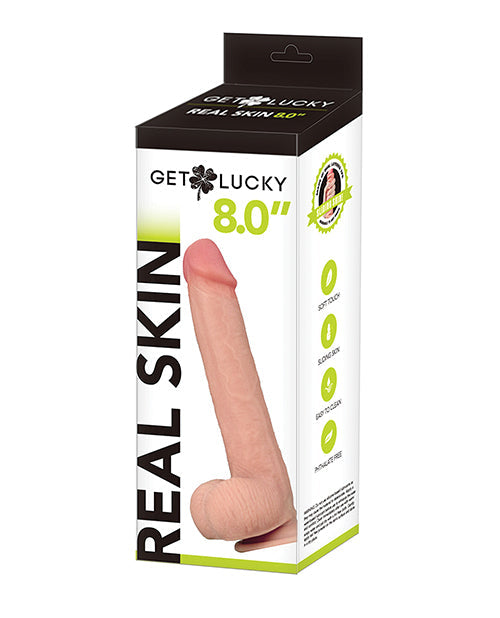 Get Lucky 8 Inch Real Skin Dildo Flesh