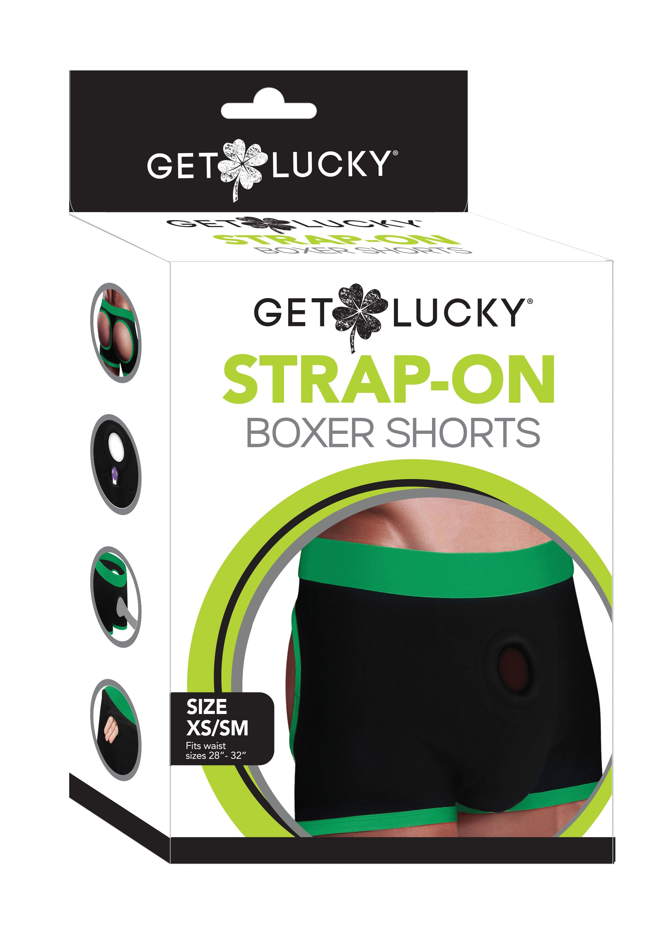 Get Lucky Strap on Boxer Shorts - Xsmall-Small -  Green/black