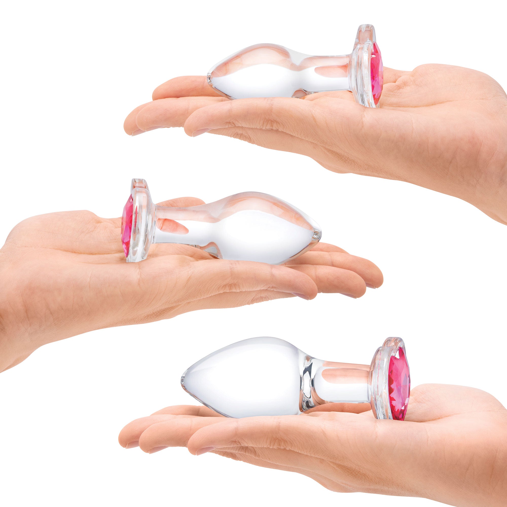 Glas 3 Pc Heart Jewel Glass Anal Training Kit