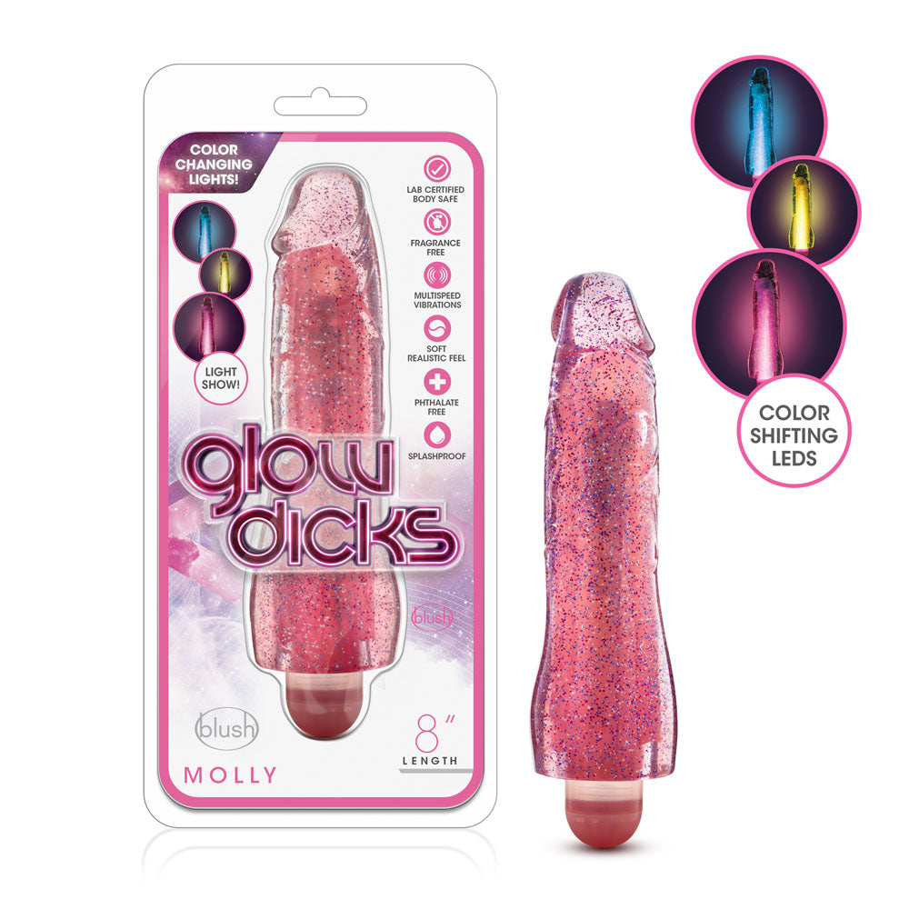 Glow Dicks - Molly Glitter Vibrator - Pink Pink