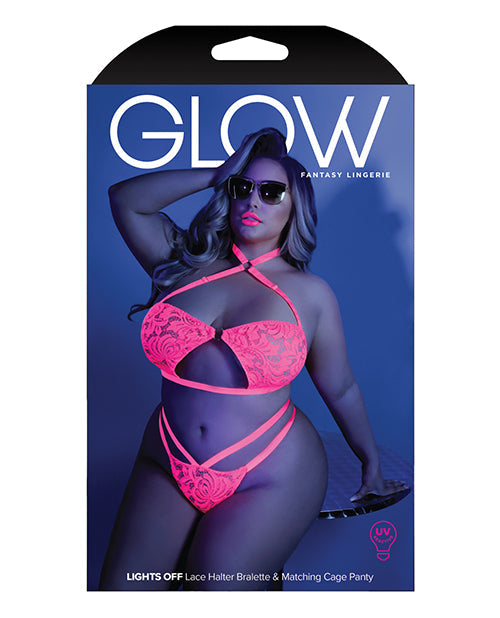 Glow Lights Off Bralette & Panty Neon Pink