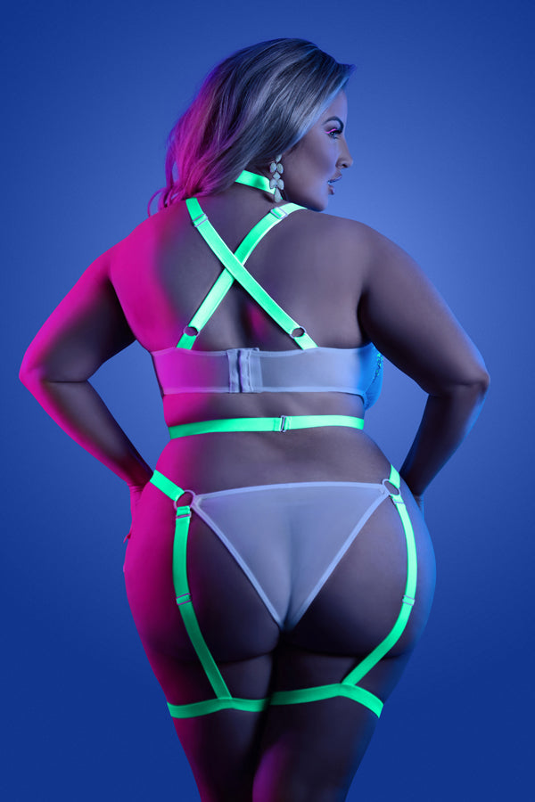 Glow Night Vision Strappy Mesh Teddy White