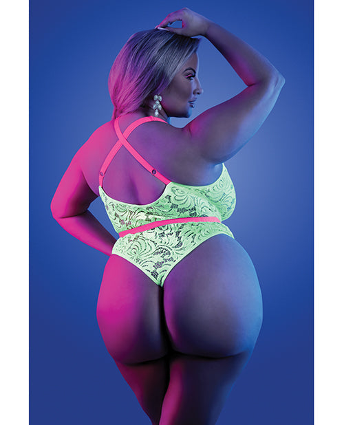 Glow Spotlight Contrast Lace Teddy Neon Green