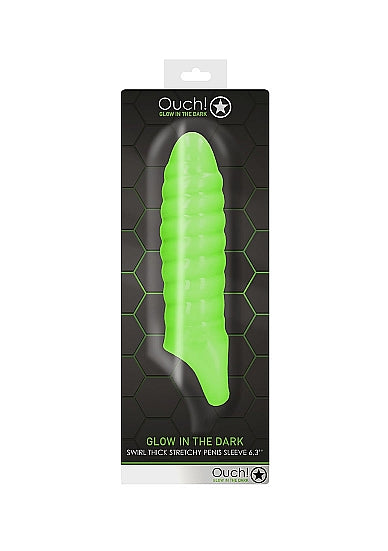 Glow Swirl Thick Stretchy Penis Sleeve Glow In The Dark