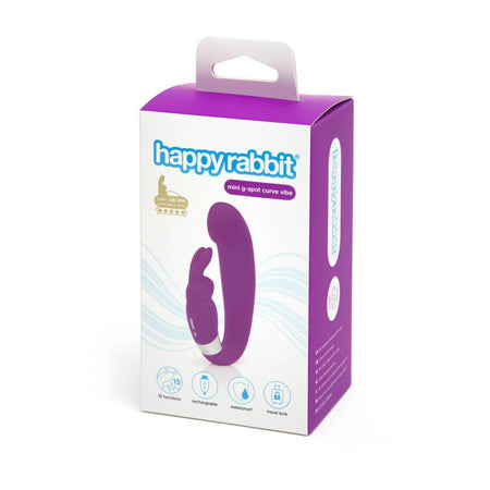 Happy Rabbit Mini G-Spot Curve Vibrator Rechargeable Silicone Dual Stimulator Purple