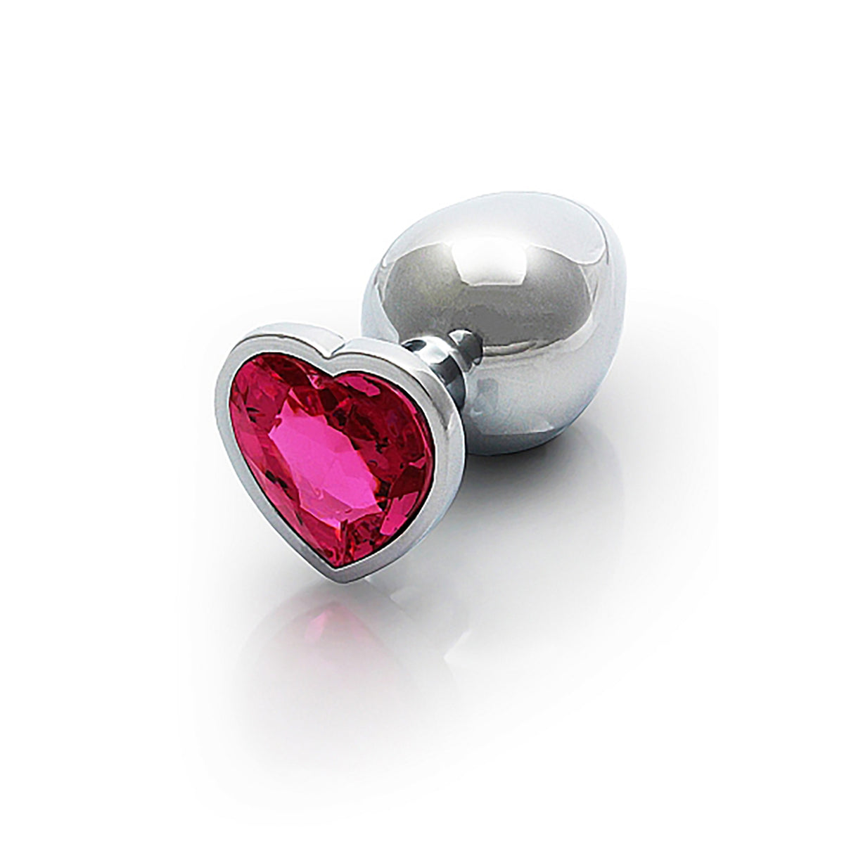 Heart Gem Butt Plug Silver Rubellite Pink