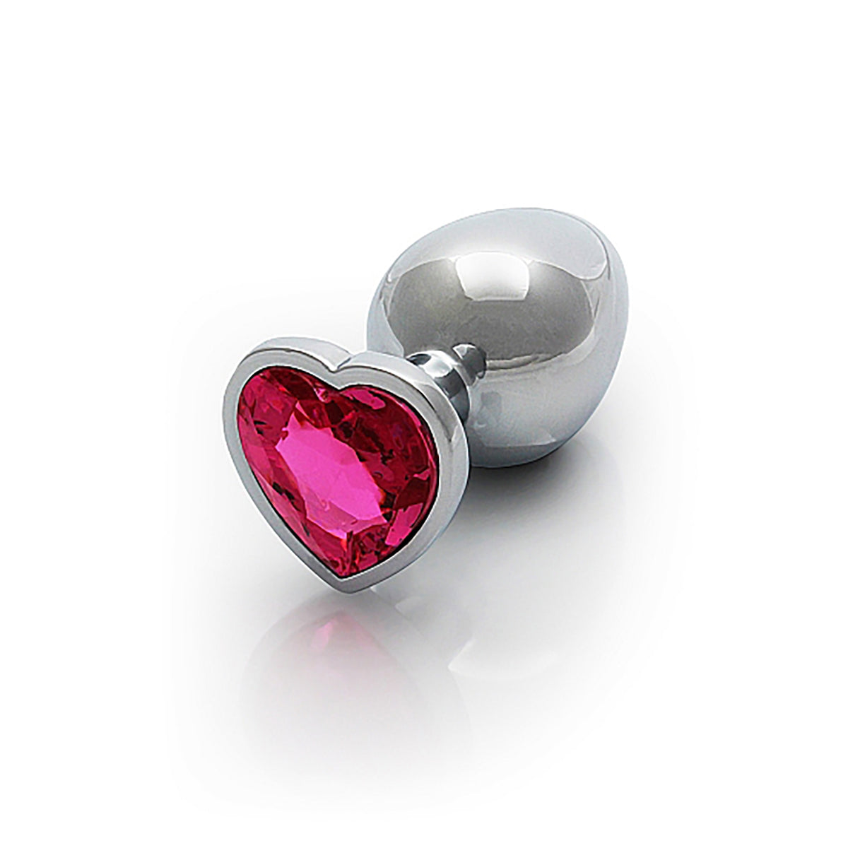 Heart Gem Butt Plug Silver Rubellite Pink