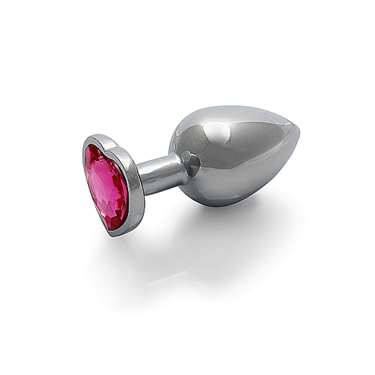 Heart Gem Butt Plug Silver Rubellite Pink